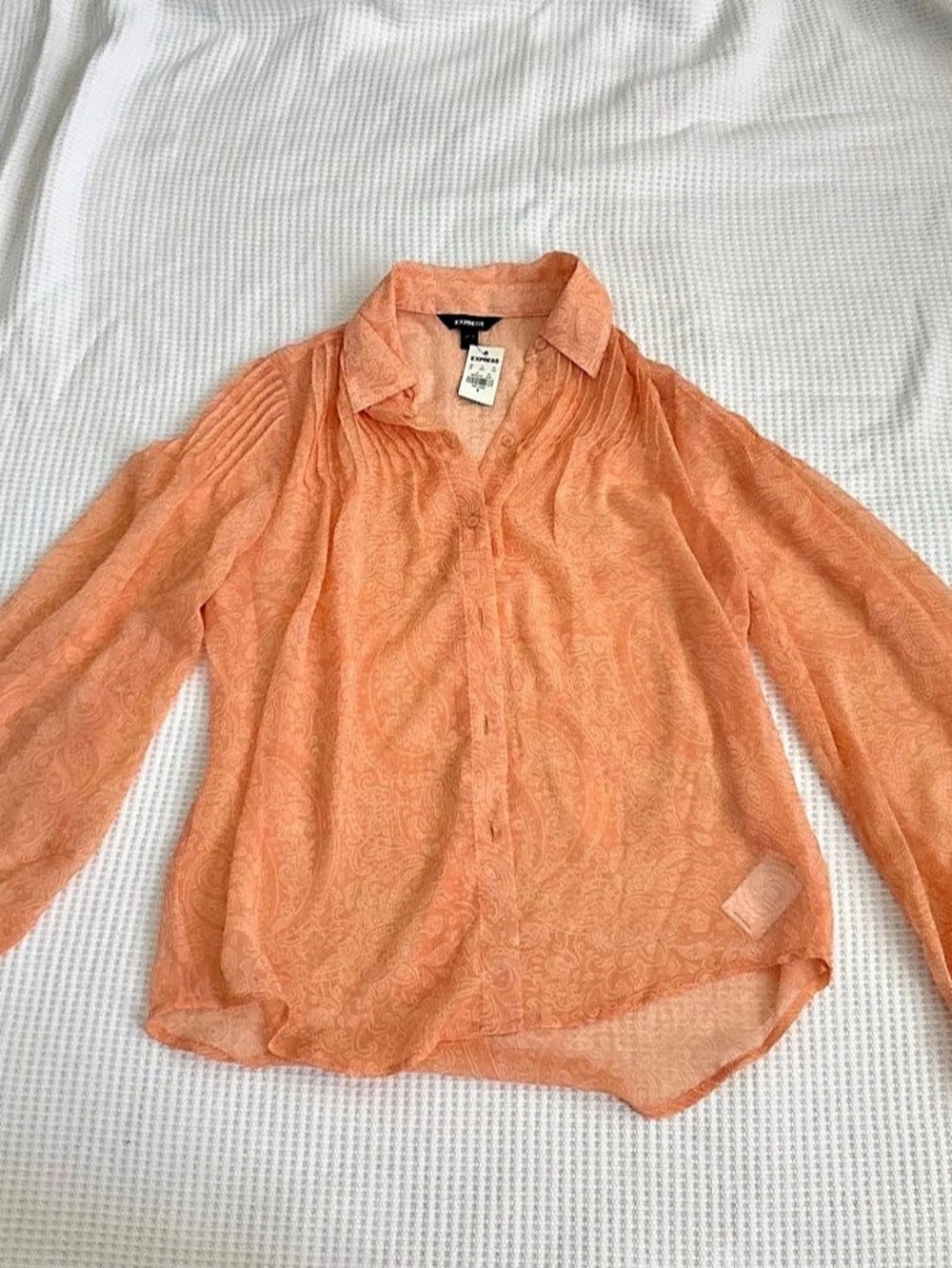 Express Paisley Button Down Shirt Orange Small